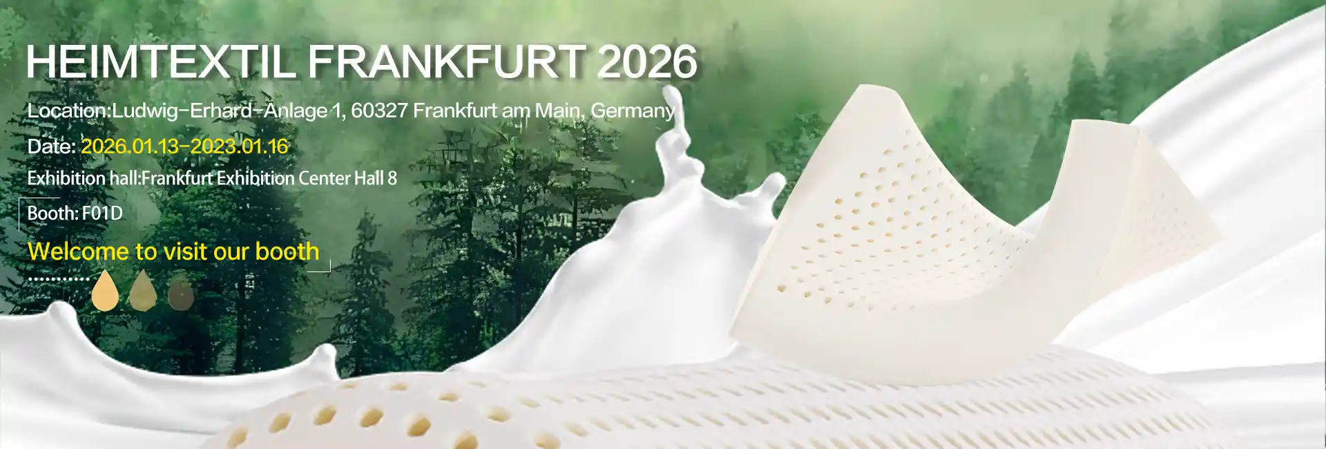 Preta por 2026 Internacia Hejma kaj Komerca Tekstila Foiro? Vizitu Jiasheng Latex ĉe F01D